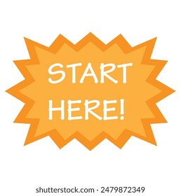  Start here sing.Flat ,color, message bubble, start here sing vector icon. çeşitli