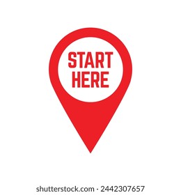 Start here text button template Isolated on white background