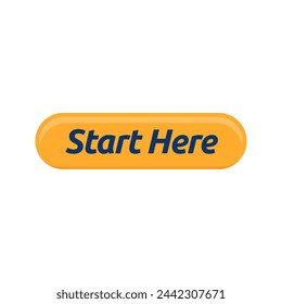 Start here text button template Isolated on white background