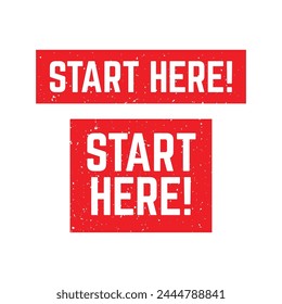 Start here text button template Isolated on white background