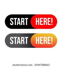 Start here text button template Isolated on white background