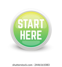 Start here text button template Isolated on white background