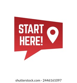 Start here text button template Isolated on white background