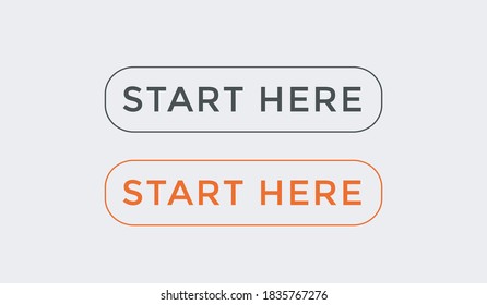 start here text button. web button start here. signs icons start here. start here