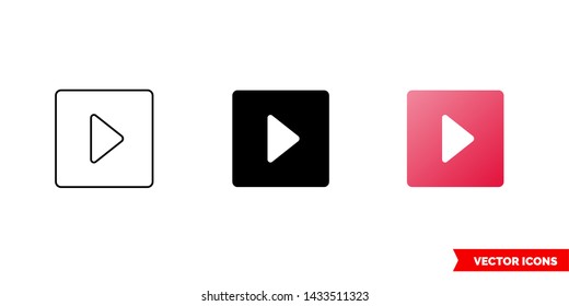 Start icon of 3 types: color, black and white, outline. Isolated vector sign symbol.