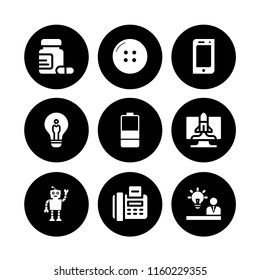 start icon. 9 start set with idea, battery, future and button vector icons for web and mobile app