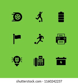 start icon. 9 start set with racing, fax, kick and idea vector icons for web and mobile app