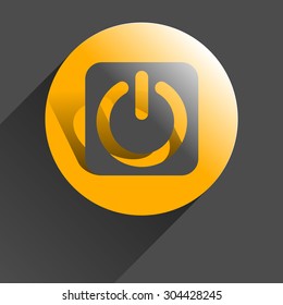 Start icon, black vector illustration with shadow on gray background.