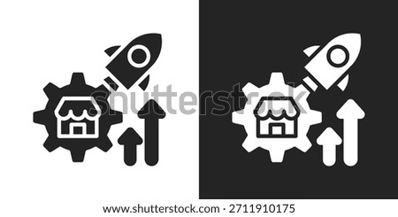 Start Up Icon In Black And White Glyph Style