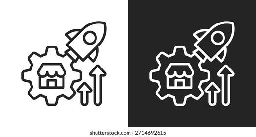 Start Up Icon In Black And White Line Style