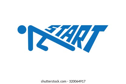 start icon blue vector symbol