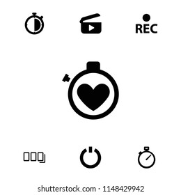Start icon. collection of 7 start filled icons such as rec, switch off, play, stopwatch. editable start icons for web and mobile.