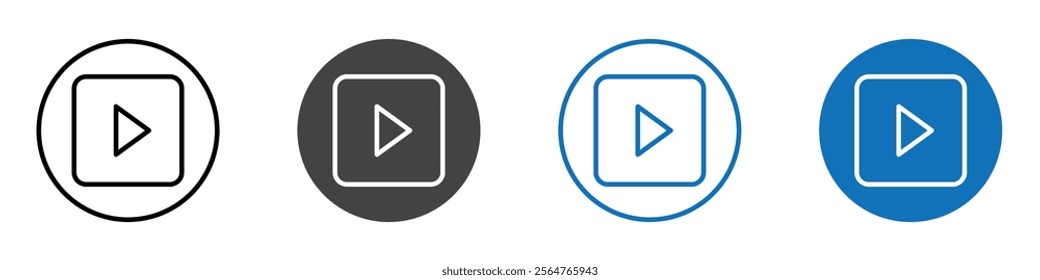 Start icon flat editable icon mark set.