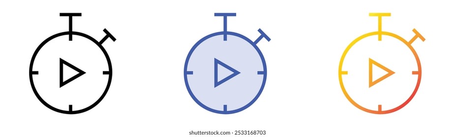 start icon. Linear, Blue Fill and Gradient Style Design Isolated On White Background