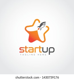 Start up icon logo design template Vector.rocket take off illustration