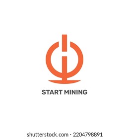 Start Icon With Mining Symbol Mine Crypto Blockchain