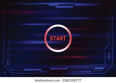 Start icon on game wallpaper. dynamic technology glow for abstract neon sci-fi cyberpunk theme background.