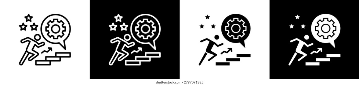 Start Icon In Outline And Glyph Styles With Black And White Variations