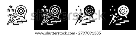 Start Icon In Outline And Glyph Styles With Black And White Variations