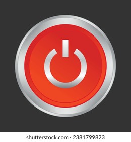 Start icon, power button on red round button - Vector