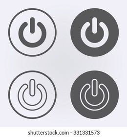 Start Icon And Power Button Set In Circle . Vector Illustration