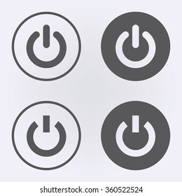 Start icon and power button set in circle . Vector illustration