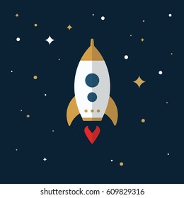Start up icon. Rocket launch. Flat style. Vector