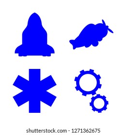 start icon set about restart, rocket, button and old plane vector set