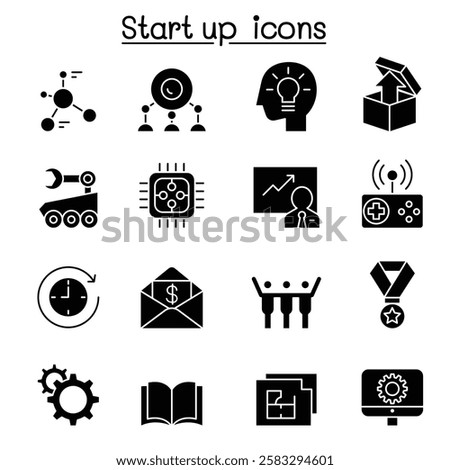 Start up icon set in glyph style