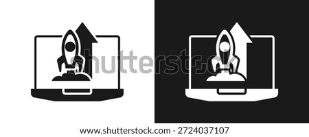 Start Up Icon Set Glyph In White And Black Background