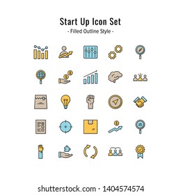 start up icon set. start up icons vector. filled outline icon style design
