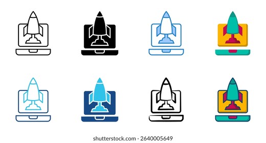 Start up icon set multiple style collection