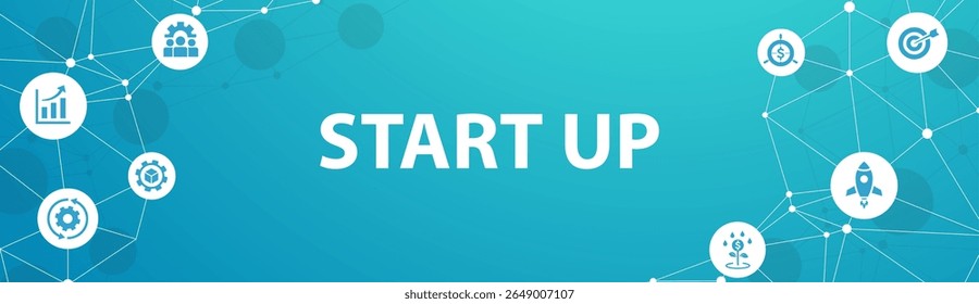 Start up icon - starting a business. startup, new business, idea, innovation, target, planning, vision, infographic, template, presentation, concept, banner, pictogram, icon set, icons.