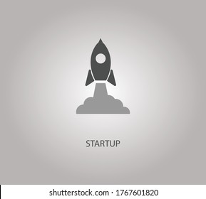 Start up icon. Startup business rocket sign. Flat symbol on white background. Vector