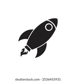 Startsymbol. Startup-Business-Raketenschild. Grafikdesign-Element. Flaches Startsymbol auf weißem Hintergrund.