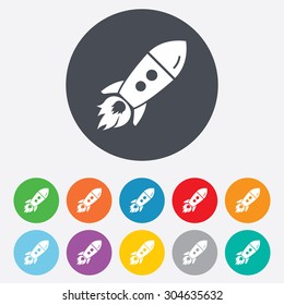 Start up icon. Startup business rocket sign. Round colourful 11 buttons. Vector