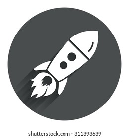 Start Up Icon. Startup Business Rocket Sign. Circle Flat Button With Shadow. Modern UI Website Navigation. Vector