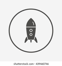 Start up icon. Startup business rocket sign. Round button with flat rocket icon. Vector