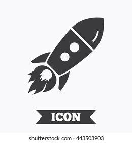 Start up icon. Startup business rocket sign. Graphic design element. Flat startup symbol on white background. Vector