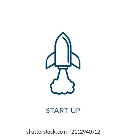 start up icon. Thin linear start up outline icon isolated on white background. Line vector start up sign, symbol for web and mobile