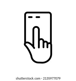 Beginnen Sie das Symbol. Touchscreen. Zeilensymbol-Stil. geeignet für Webseitenvorlagen. einfaches Design bearbeitbar. Vorlagenvektor erstellen