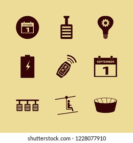 start icon. start vector icons set car key signal, battery, first september calendar and pedal