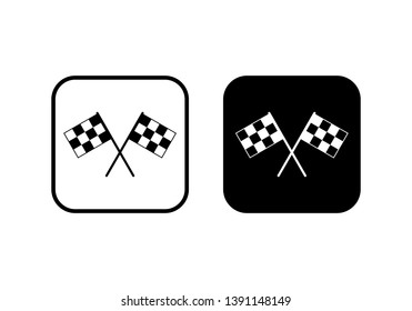Start icon vector. Race flag icon. Competition sport flag line vector icon. Racing flag. Start finish flag