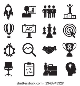 Start Up Icons. Black Flat Design. Vector Illustration.