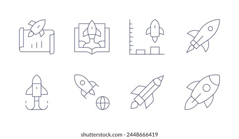 Start up icons. Editable stroke. Containing launch, startup, rocket.