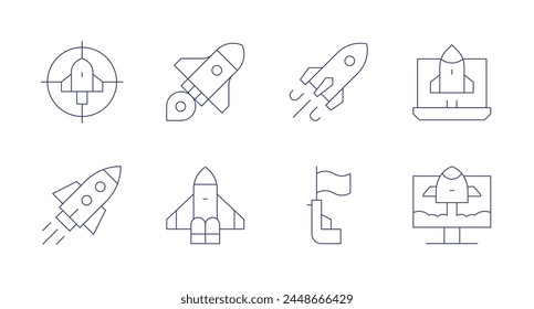 Start up icons. Editable stroke. Containing potential, launch, rocket, startup.