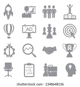 Start Up Icons. Gray Flat Design. Vector Illustration. 