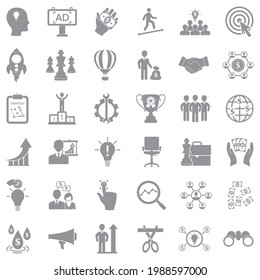 Start Up Icons. Gray Flat Design. Vector Illustration.