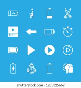 start icons set with idea, open scissors and directional left arrow symbol vector set