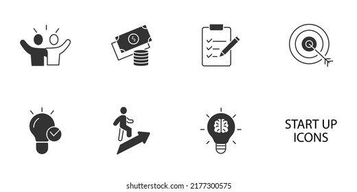 Start up icons set . Start up pack symbol vector elements for infographic web